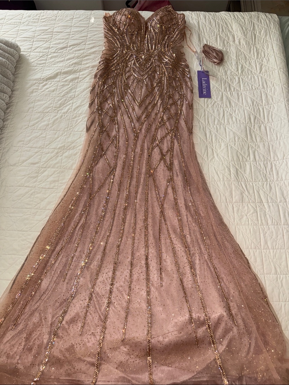 Rose Gold Customized Tulle Formal Gown